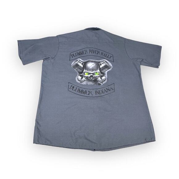 Motorcycle Rally Work Shirt Adult EXTRA LARGE Red Kap Plummer River Indiana Bike - Picture 1 of 6